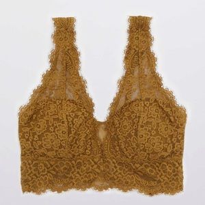 Aerie Eyelash Lace Plunge Bralette NWT Medium